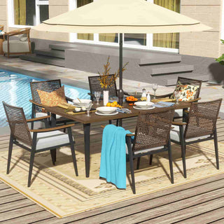 6 - Seater Wicker Dining Set With Large Dining Table - Natural Expressions