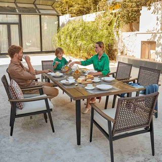6 - Seater Wicker Dining Set With Large Dining Table - Natural Expressions