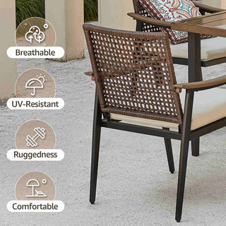 6 - Seater Wicker Dining Set With Large Dining Table - Natural Expressions