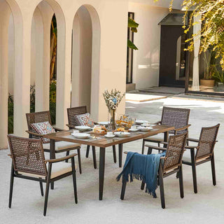 6 - seater Wicker dining set with large dining table - Natural Expressions