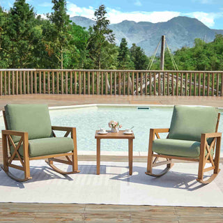 Patio Rocking Chair Set With Coffee Tables - Natural Expressions