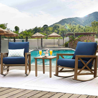 Patio Rocking Chair Set With Coffee Tables - Natural Expressions