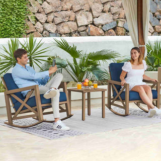 Patio Rocking Chair Set With Coffee Tables - Natural Expressions
