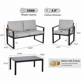 4 - Seater Mesh Back Conversation Set With Patio Coffee Table - Natural Expressions