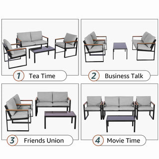 4 - Seater Mesh Back Conversation Set With Patio Coffee Table - Natural Expressions