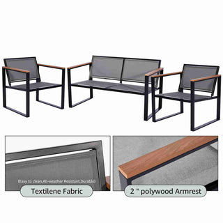 4 - Seater Mesh Back Conversation Set With Patio Coffee Table - Natural Expressions