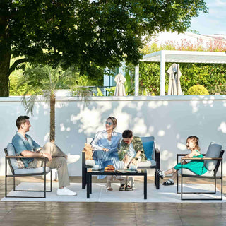 4 - Seater Mesh Back Conversation Set With Patio Coffee Table - Natural Expressions