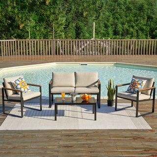 4-Seater Mesh Back Conversation Set With Patio Coffee Table