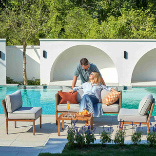 4 - Seater Wicker Sectional Outdoor sofa With Metal Table - Natural Expressions